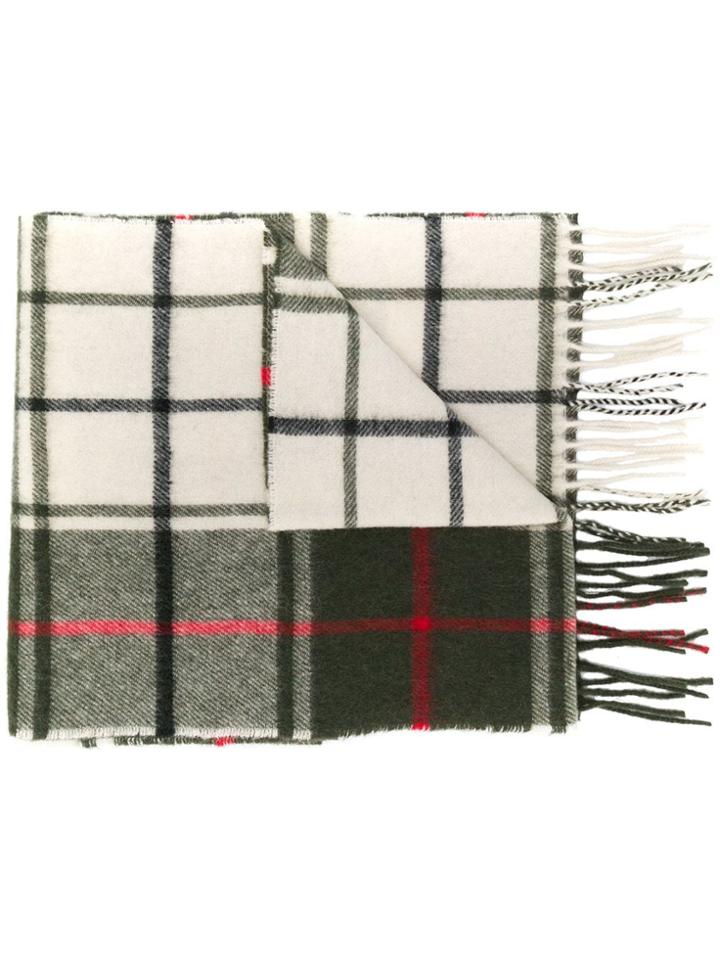 Woolrich Plaid Fringed Scarf - Neutrals