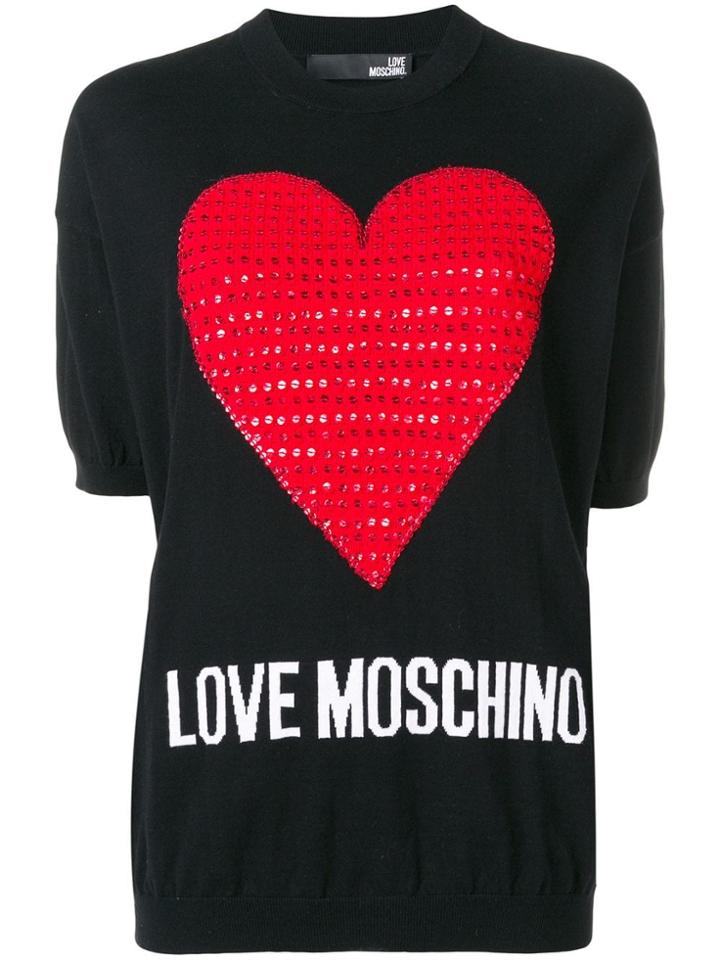 Love Moschino Love Heart Embellished Sweater - C74 Black, Red