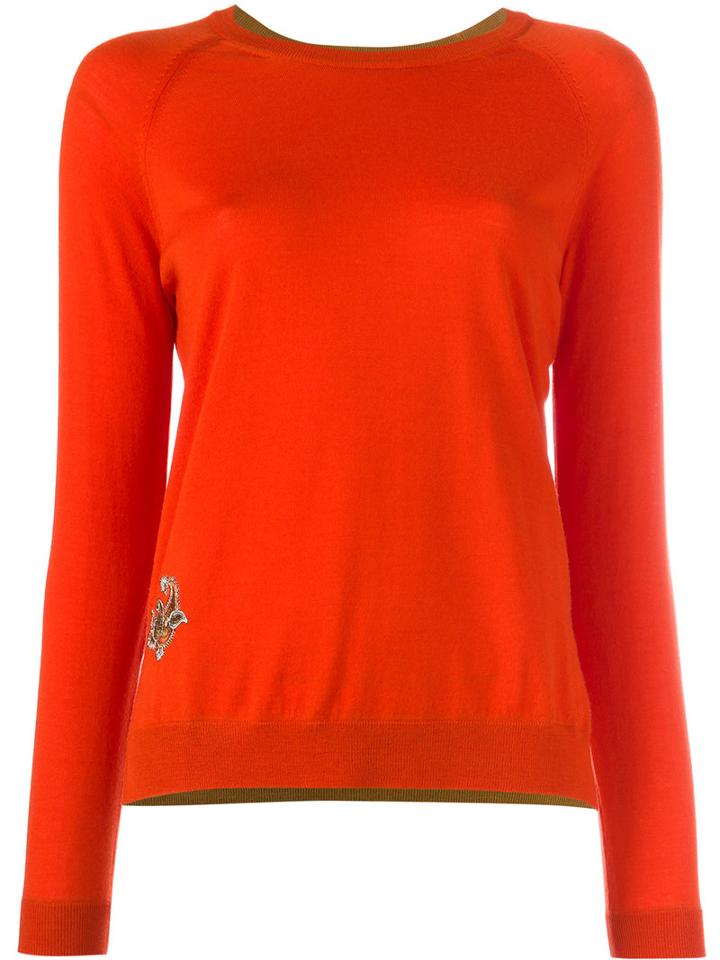Etro Embroidered Flower Jumper, Women's, Size: 44, Yellow/orange, Merino