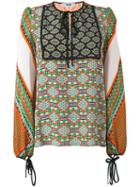 Msgm - Multi-print Longsleeved Blouse - Women - Silk - 44, Women's, Green, Silk