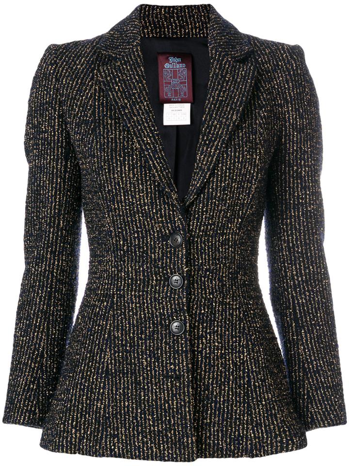 John Galliano Vintage Metallic Striped Blazer - Black