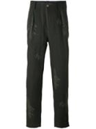 Etro - Leaf Pattern Trousers - Men - Linen/flax - 46, Green, Linen/flax