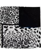 Pierre-louis Mascia Panelled Leopard Print Scarf - Black