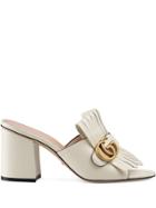 Gucci Leather Mid-heel Slide With Double G - White