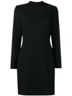 Saint Laurent Open Back Shift Dress, Women's, Size: 40, Black, Silk/wool