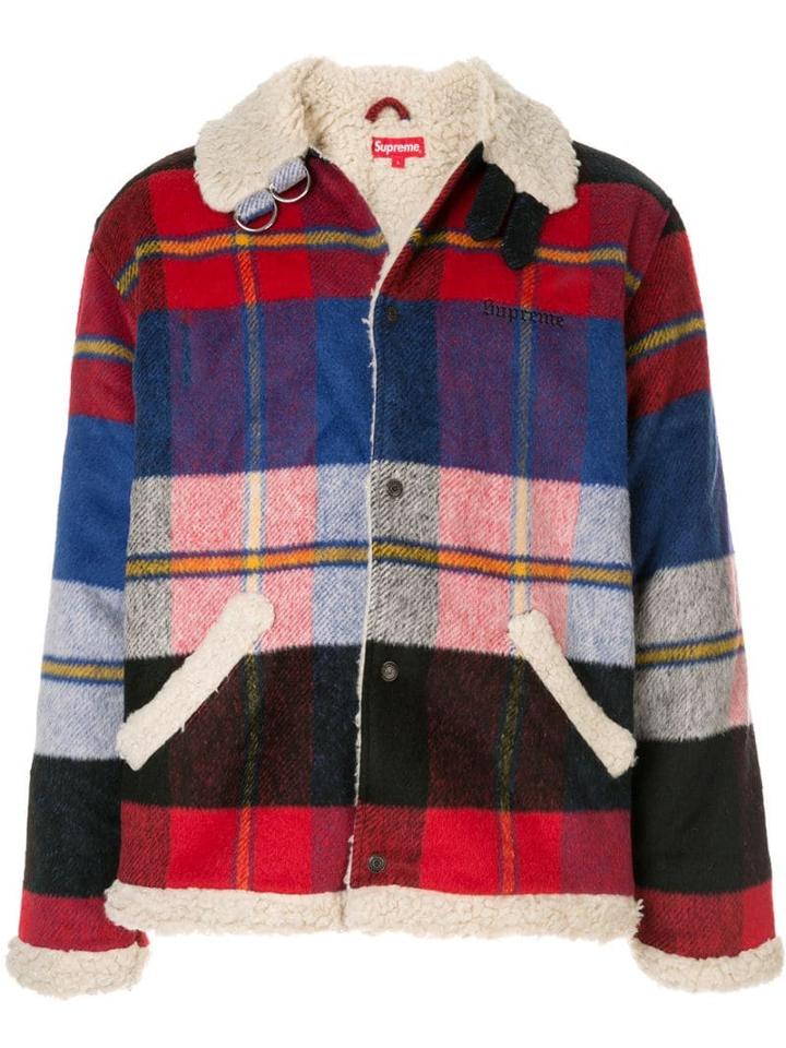 Supreme Faux Shearling Plaid Jacket - Multicolour