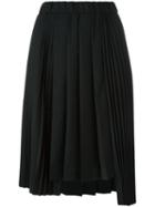 No21 Asymmetric Pleated Skirt, Women's, Size: 38, Black, Virgin Wool