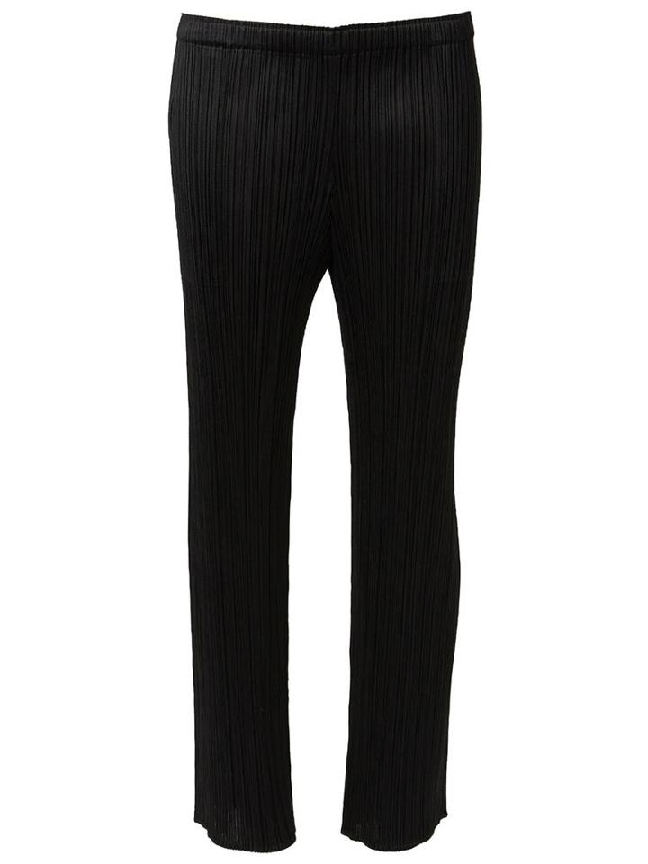 Issey Miyake Pleated Slim Trousers, Women's, Size: 3, Black, Polyester