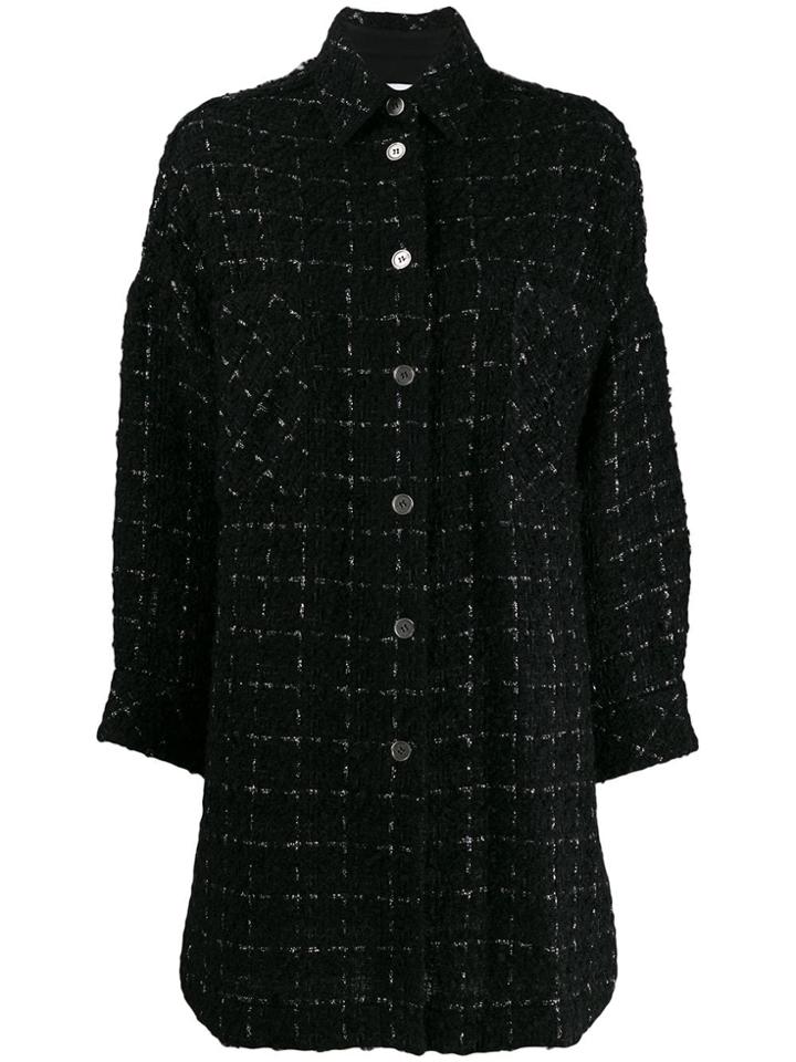 Iro Mainte Checked Tweed Coat - Black