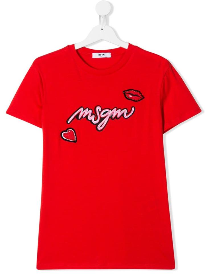 Msgm Kids Teen Patches T-shirt - Red