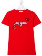 Msgm Kids Teen Patches T-shirt - Red