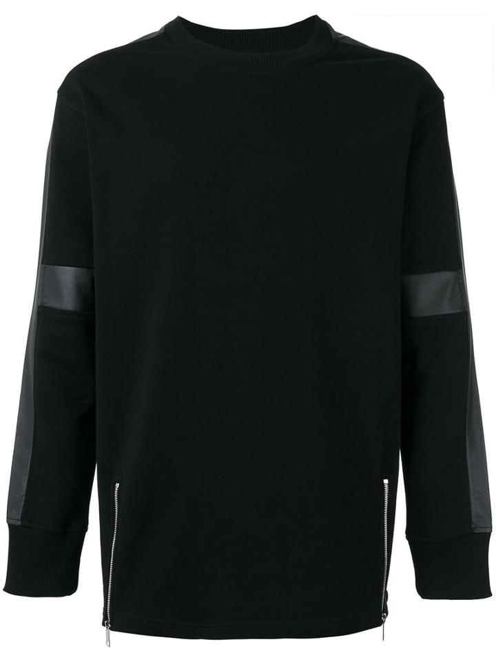 Diesel Faux Leather Trim Sweatshirt, Men's, Size: Large, Black, Cotton/polyester/artificial Leather