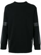 Diesel Faux Leather Trim Sweatshirt, Men's, Size: Large, Black, Cotton/polyester/artificial Leather
