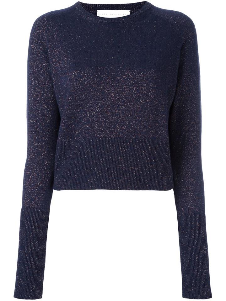 Giada Benincasa Glittery Cropped Pullover, Women's, Size: Small, Blue, Polyamide/polyester/viscose/wool
