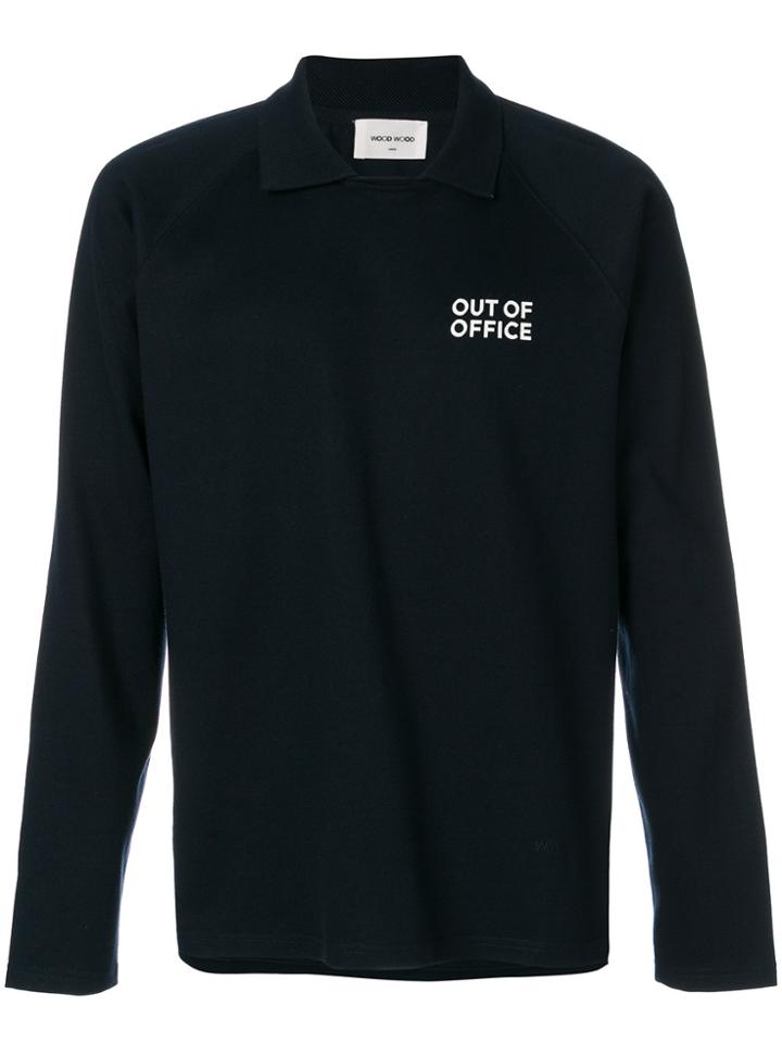 Wood Wood Slogan Print Polo Top - Blue