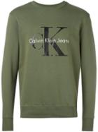 Calvin Klein Jeans Logo Print Sweatshirt, Men's, Size: Large, Green, Cotton