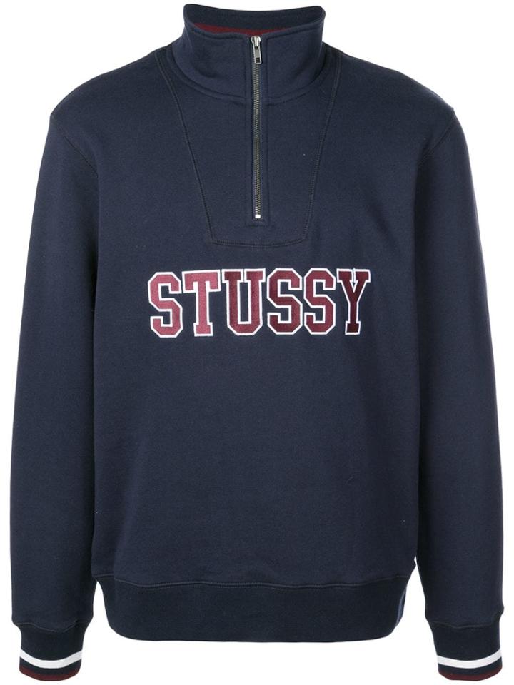 Stussy High Neck Logo Sweatshirt - Blue