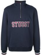 Stussy High Neck Logo Sweatshirt - Blue