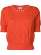 Carven Cable Knit Shortsleeved Sweater - Yellow & Orange