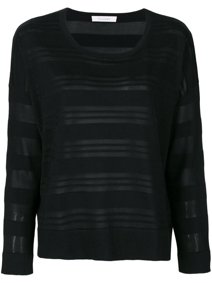 Cruciani Long Sleeved Stripe Top - Black