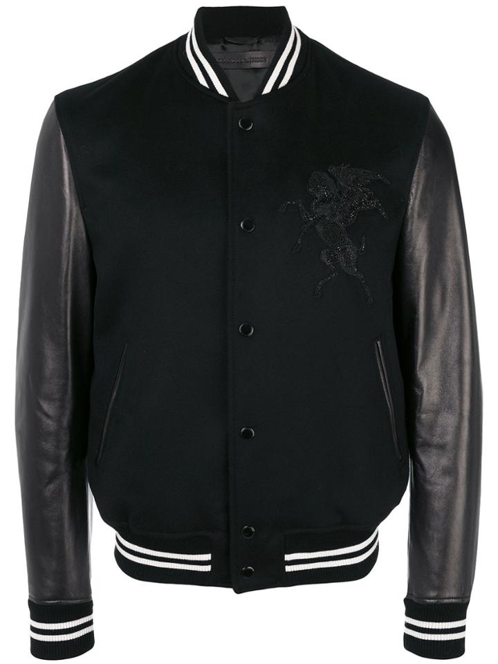 Alexander Mcqueen Winged Lion Bomber Jacket - Black