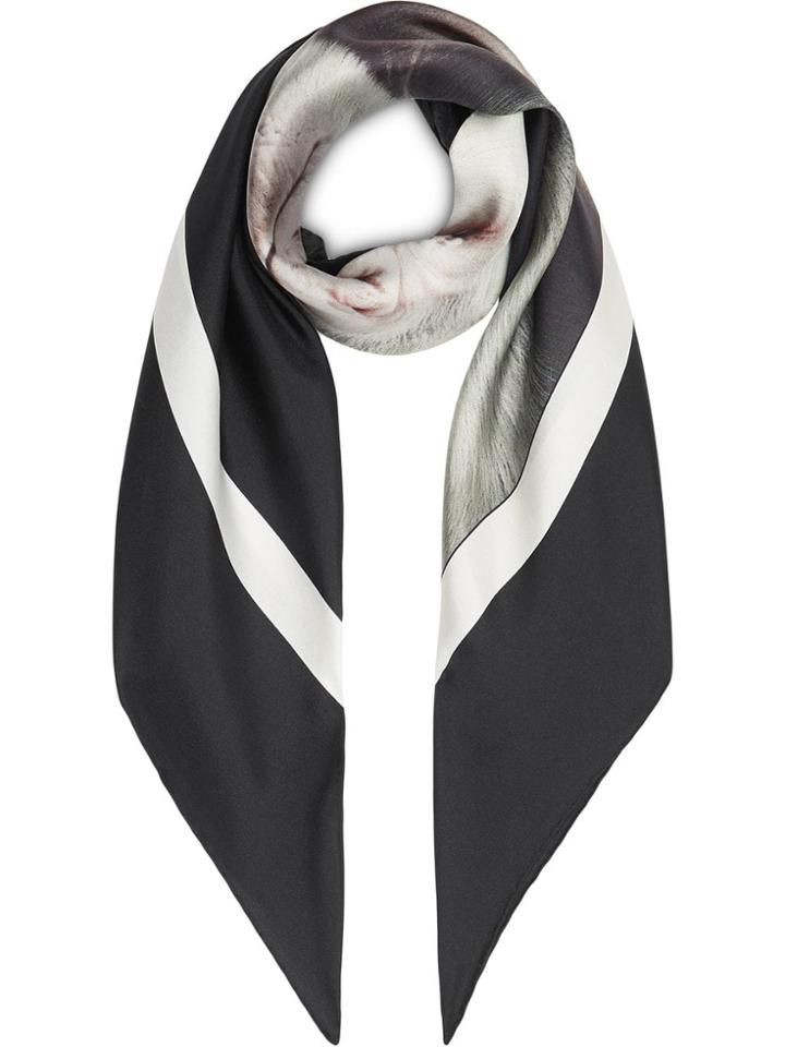 Burberry Gorilla Print Silk Square Scarf - Black
