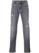 Dolce & Gabbana Distressed Jeans, Men's, Size: 44, Grey, Cotton/spandex/elastane