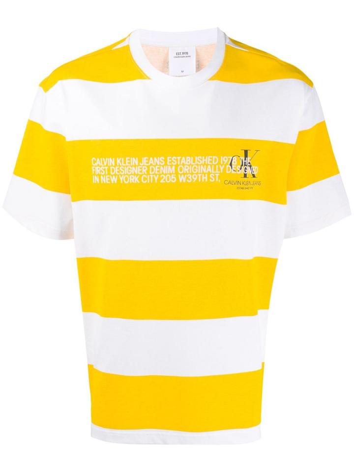 Calvin Klein Jeans Est. 1978 Striped Logo T-shirt - Yellow