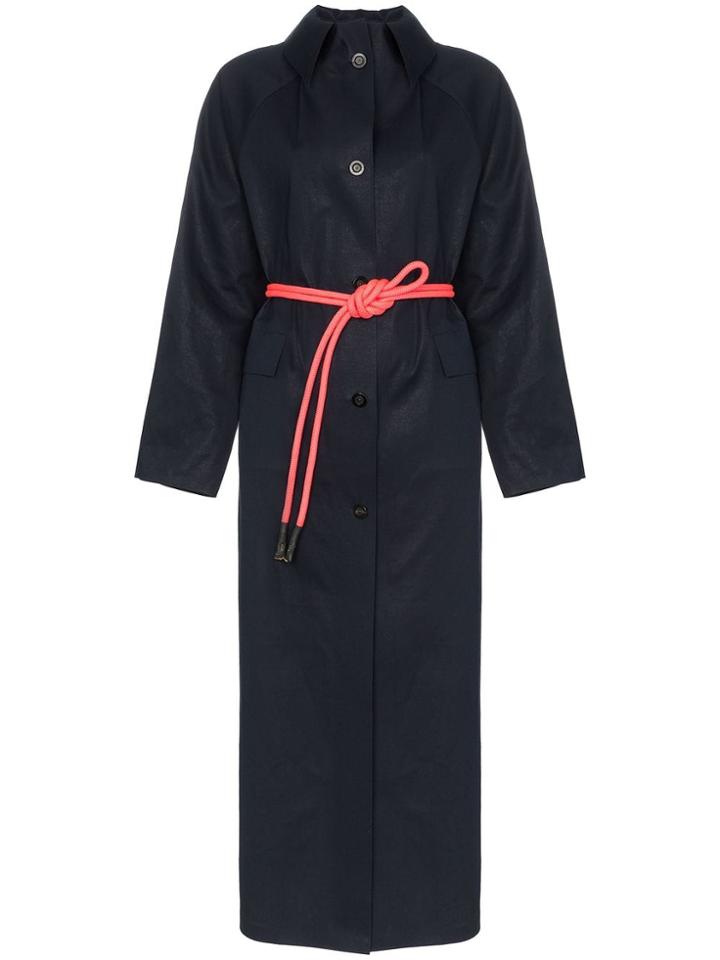 Kassl Long Rope Belted Trench Coat - Blue