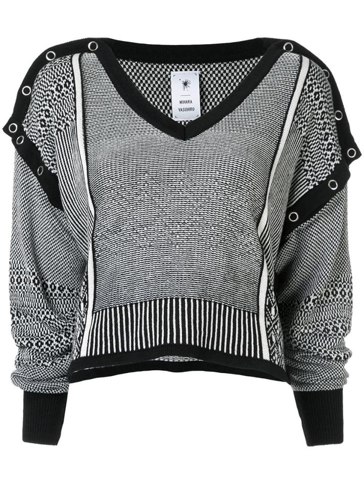 Maison Mihara Yasuhiro Striped Cropped Jumper - Black
