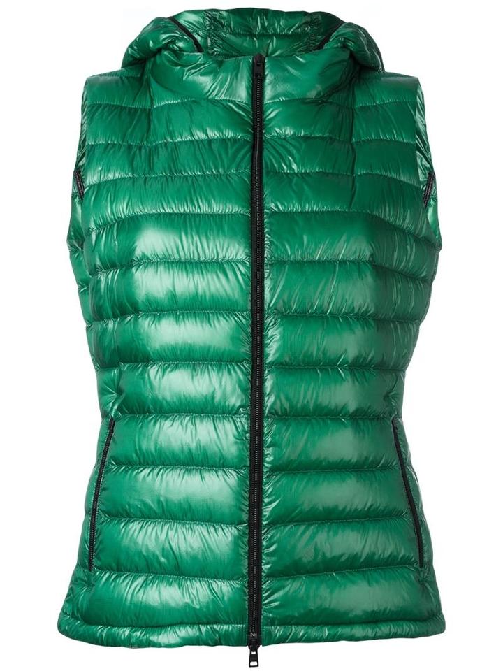 Herno Zipped Hooded Gilet, Women's, Size: 42, Green, Polyamide/goose Down/spandex/elastane