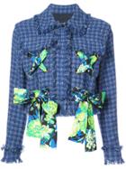 Msgm Cropped Tweed Jacket - Blue