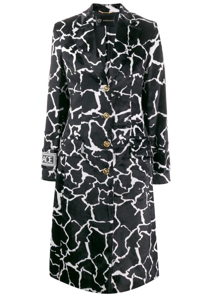 Versace Marble Effect Printed Coat - Black