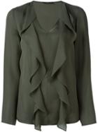 Etro Ruffled Blouse, Women's, Size: 44, Green, Silk