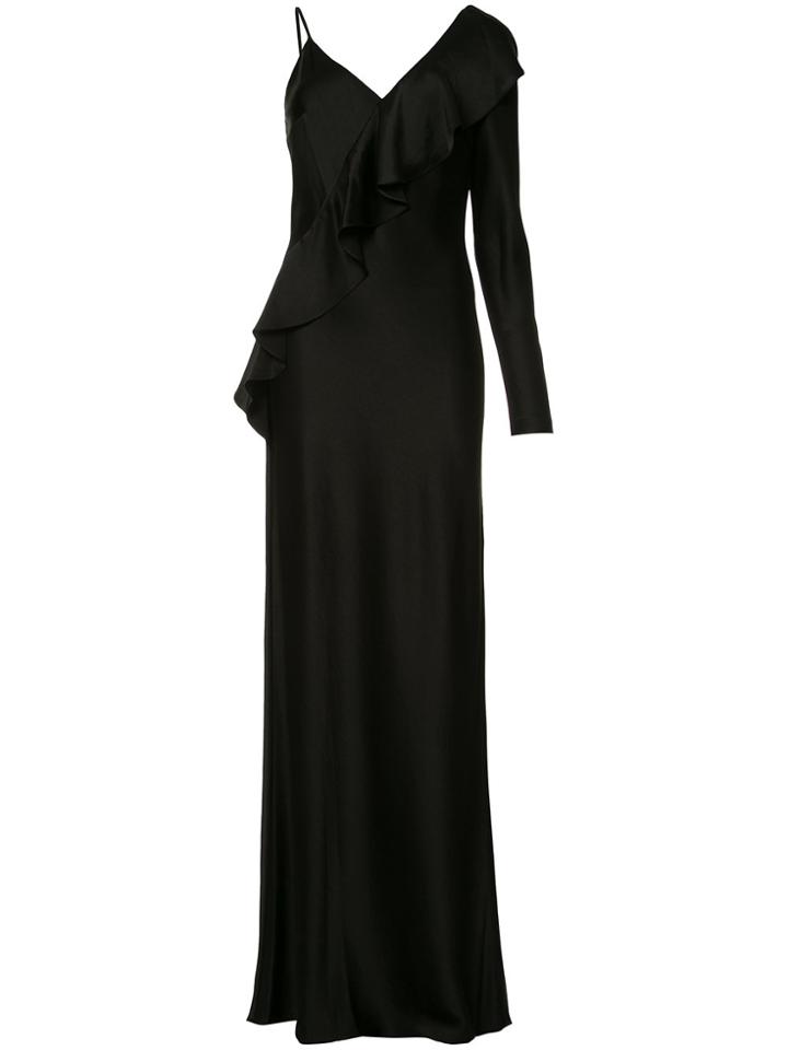 Diane Von Furstenberg Asymmetric Ruffle Dress - Black
