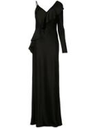Diane Von Furstenberg Asymmetric Ruffle Dress - Black