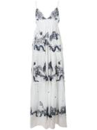 Roberto Cavalli Embroidered Maxi Dress, Women's, Size: 42, White, Cotton/silk