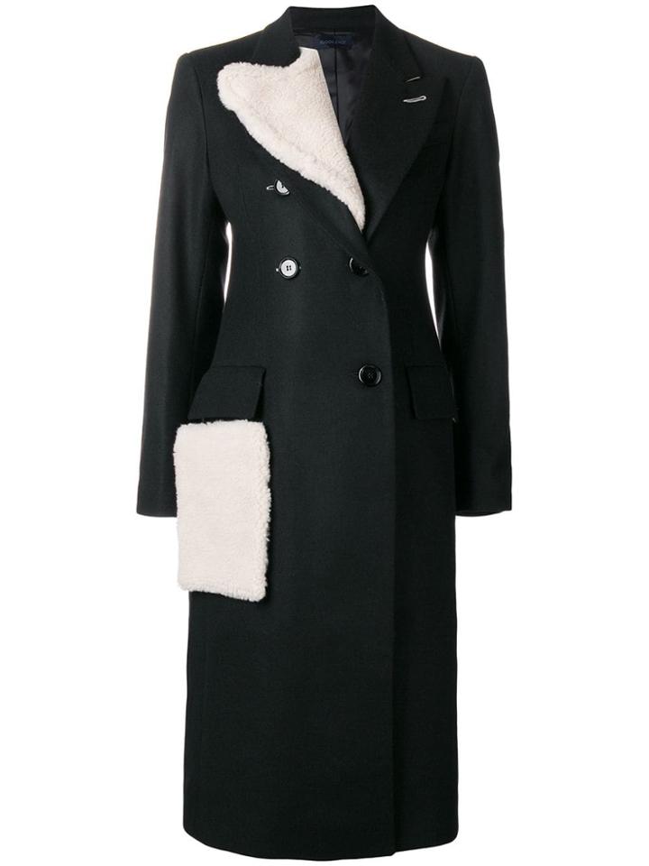 Eudon Choi Shearling Collar Coat - Black