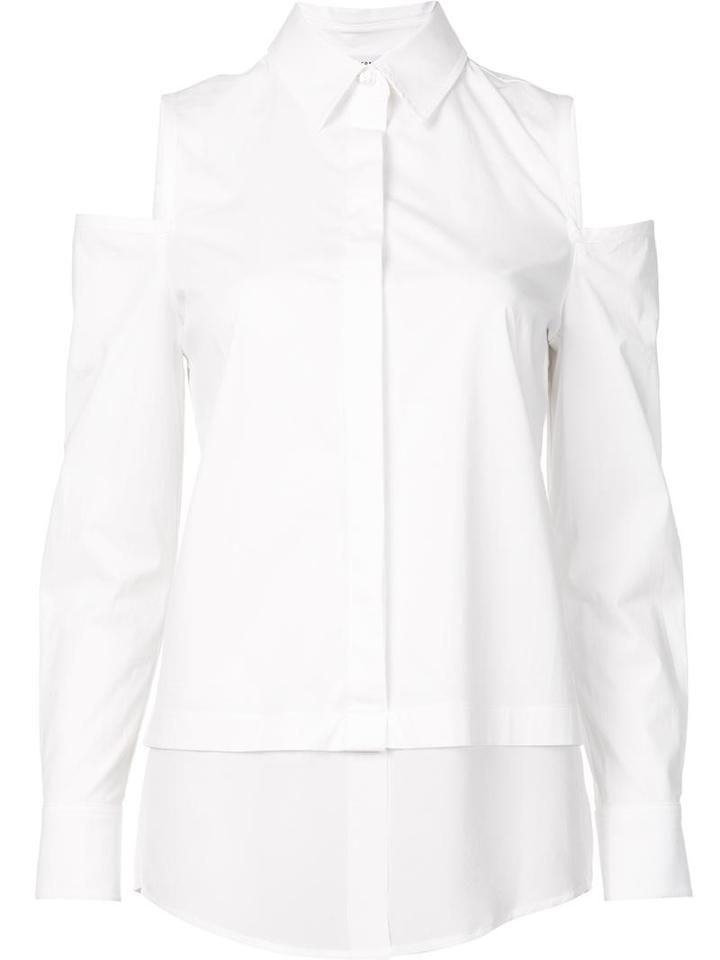 Kaufmanfranco Cut-off Shoulders Shirt, Women's, Size: Small, White, Silk/cotton/spandex/elastane