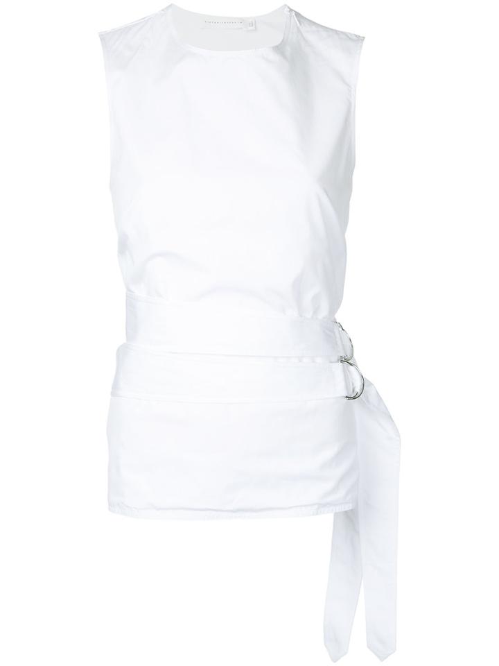 Victoria Beckham - Belted Backless Top - Women - Cotton - 14, White, Cotton