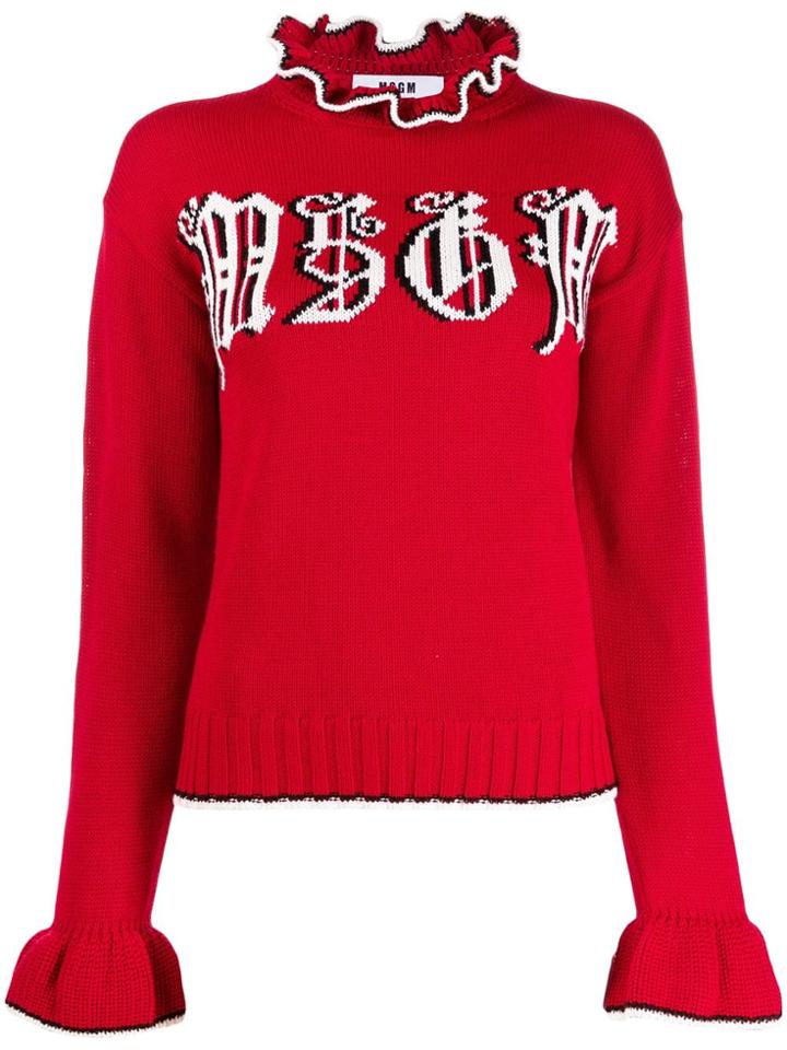 Msgm Ruffle Trimmed Sweatshirt - Red