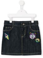 Msgm Kids Embroidered Denim Skirt, Girl's, Size: 12 Yrs, Blue