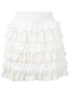 Faith Connexion Ruffled Mini Skirt, Women's, Size: Medium, White, Silk