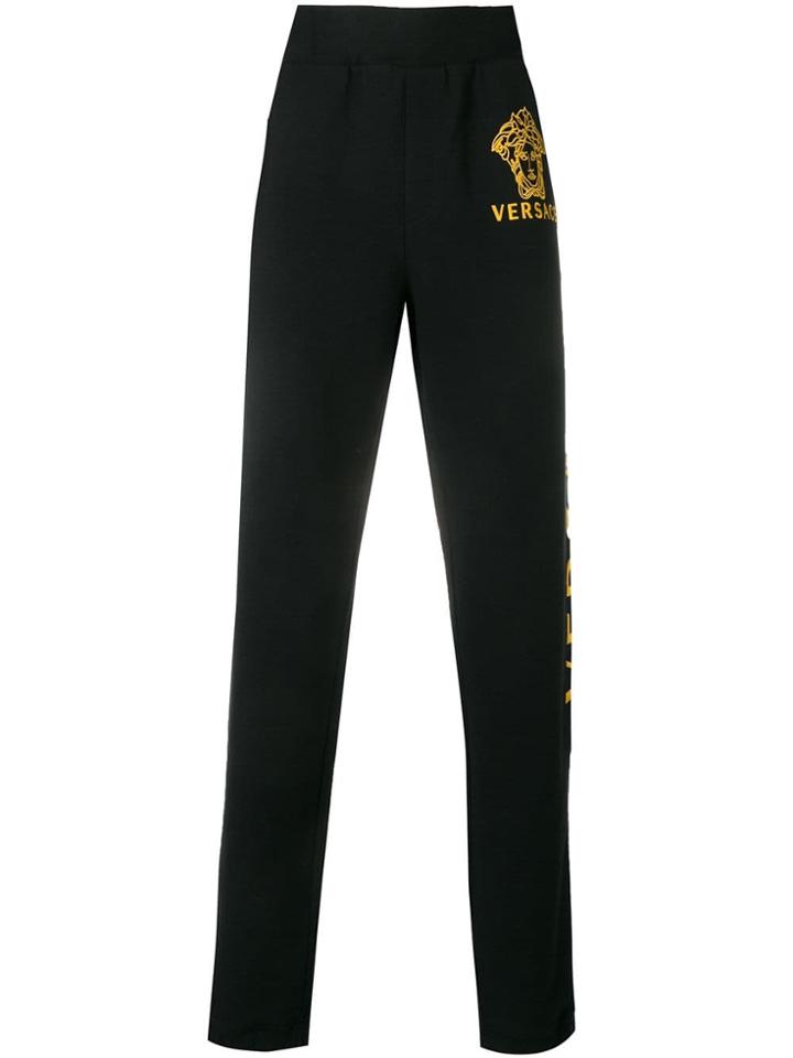 Versace Gold-tone Logo Track Pants - Black