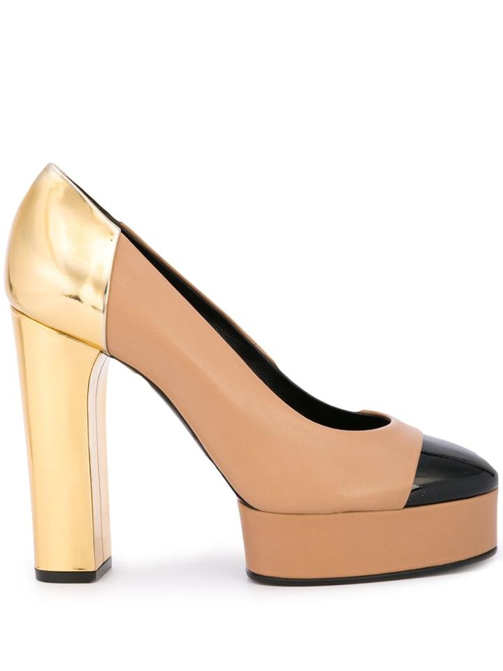 Casadei Metallic Heel Colour Block Pump - Neutrals