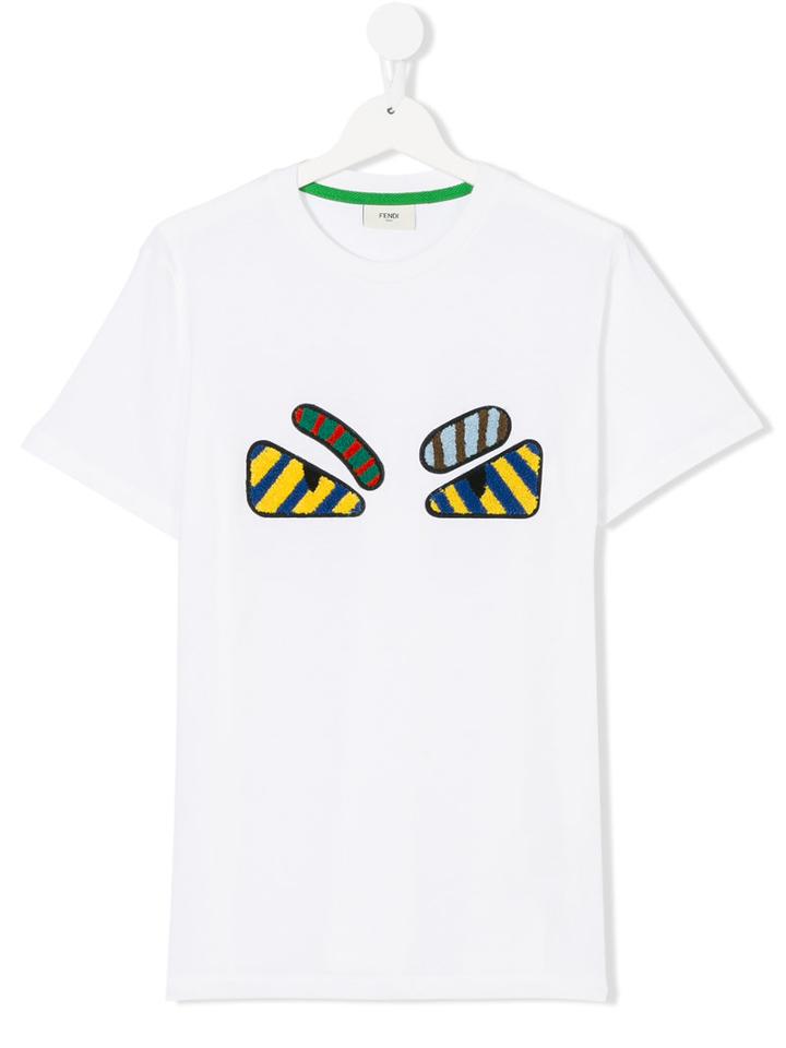 Fendi Kids - Bag Bugs Appliquéd T-shirt - Kids - Cotton - 14 Yrs, White