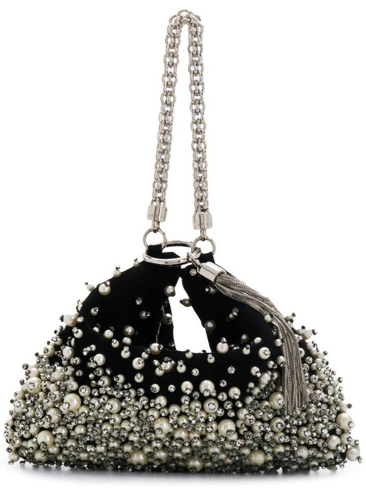 Jimmy Choo Callie Faux Pearl And Crystal Embellished Clutch - Black