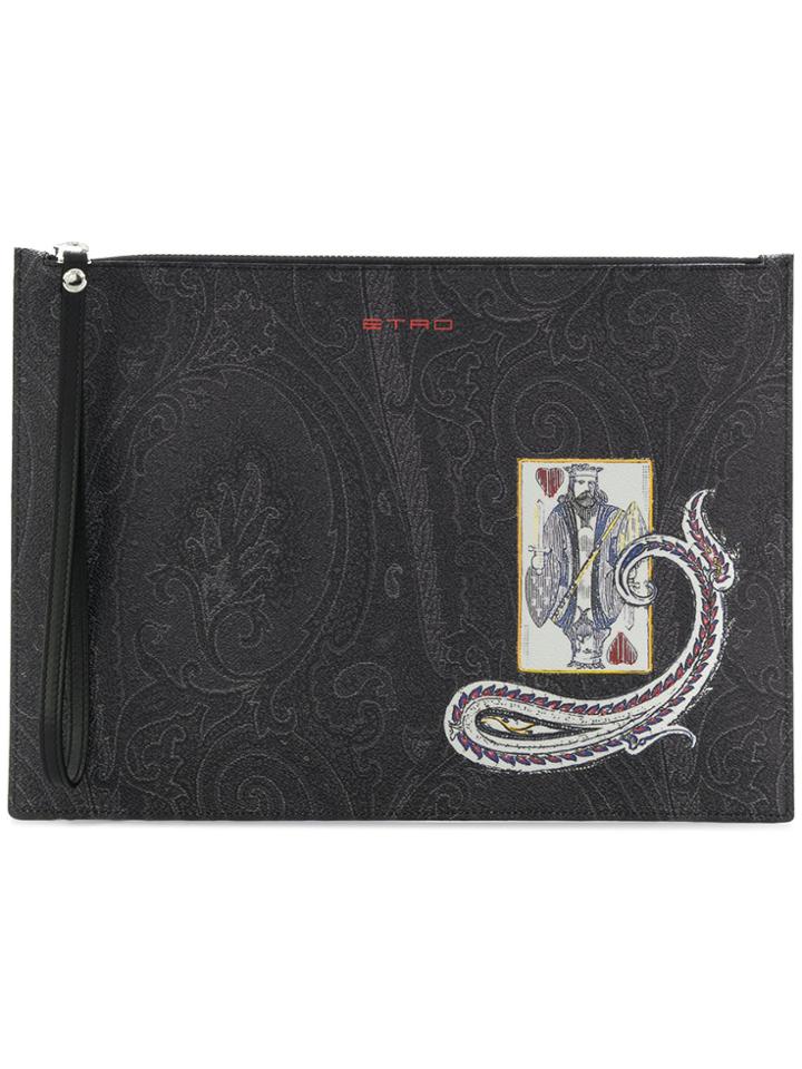 Etro Paisley Print Clutch Bag - Black