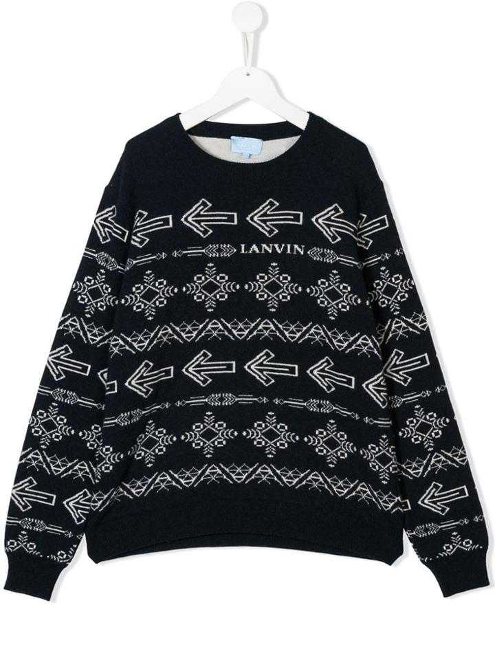 Lanvin Enfant Teen Fairisle Knit Jumper - Blue