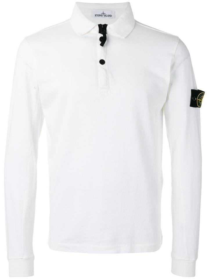 Stone Island Long-sleeve Polo Shirt, Men's, Size: Small, White, Cotton